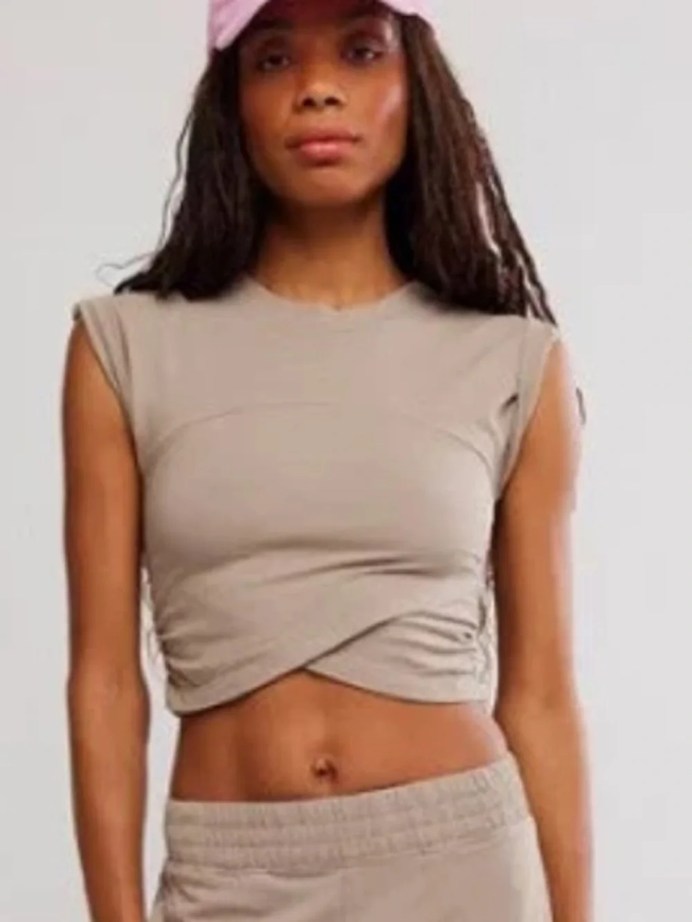 NEW FREE PEOPLE HOT SHOT CROSSOVER CROP TOP - PUMICE